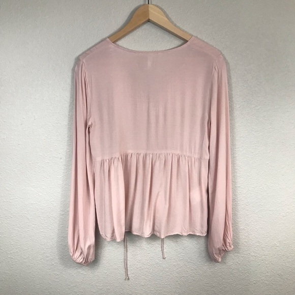 BCBGeneration Lace Up Blouse in Rose Smoke - Picture 5 of 9